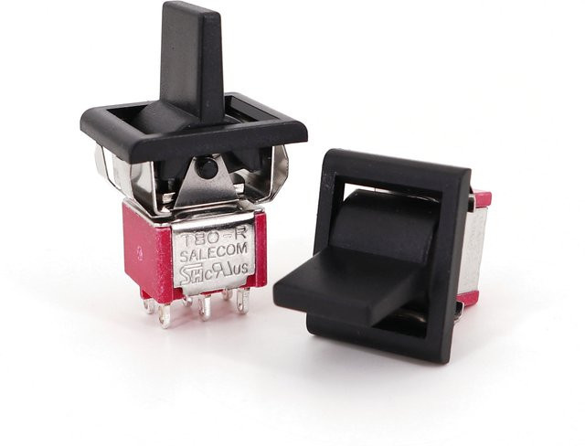 Salecom T80-R Serie Mini Paddel Kippschalter, quadratisch, Snap-In Panel Mount, Schwarz, 5A/125VAC - Bild 1