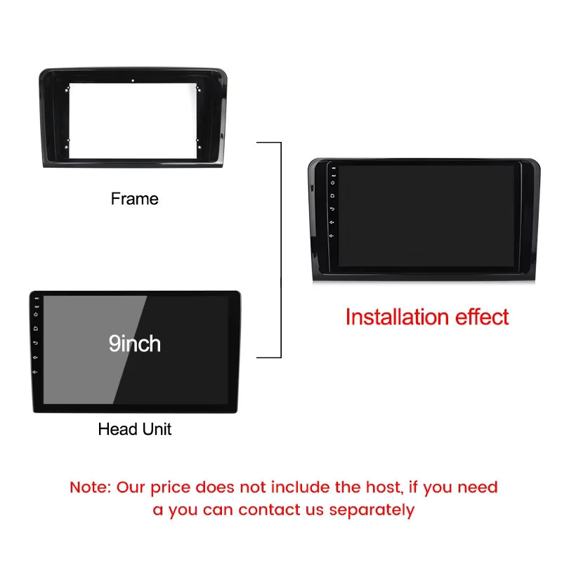 STRONGNAVI Fascia Adapter 9 Zoll für Mercedes Benz ML GL ML350 GL320 X164 (2005-2009) für Android Auto Radio Steuergerät Rahmen und Kabelbaum in Schwarz - Bild 3
