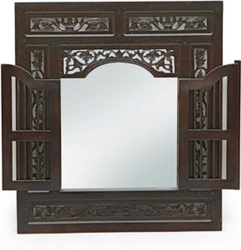 SIT Spiegel SAMBA in Schwarz und Braun, rechteckiger Wandspiegel aus Holz und Glas im Vintage-Design, B: 80 cm, H: 90 cm - Bild 1