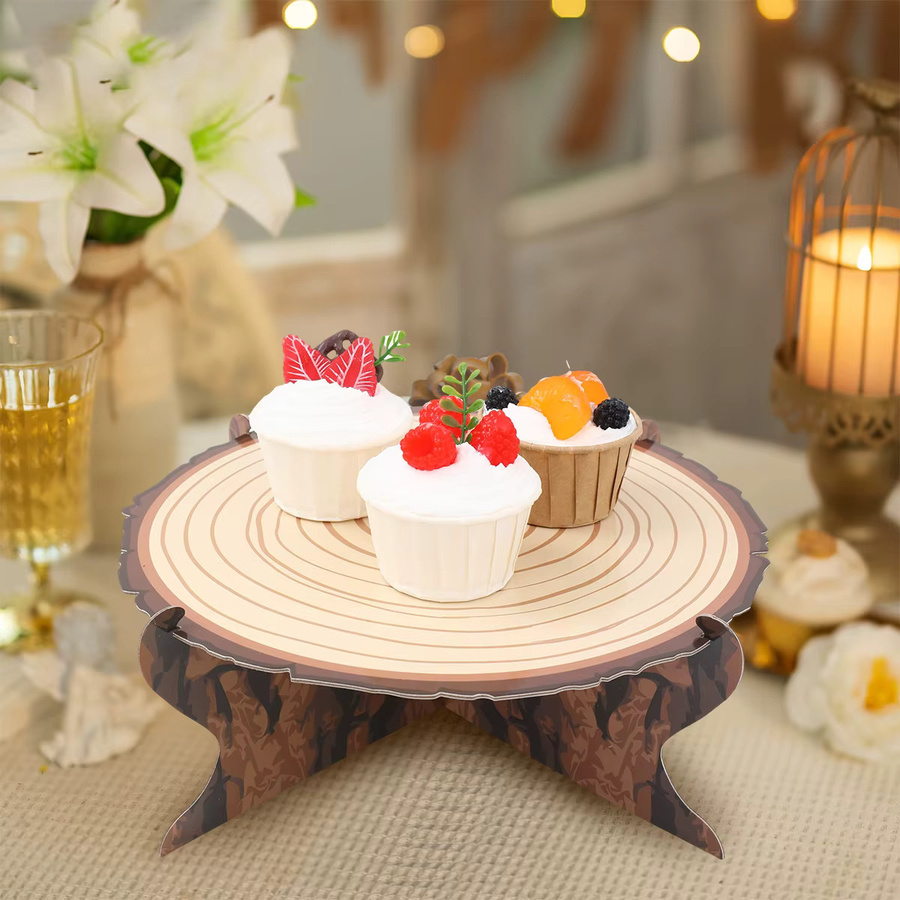 Wayfun Kuchenständer aus Holz in Braun, runder Cupcake-Halter im rustikalen Wald-Stil für Hochzeiten, Geburtstage und Partys - Bild 2