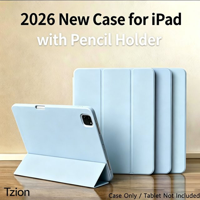 Tzion Silikon Flip Smart Cover Hülle für iPad Pro und iPad Air 10. und 11. Generation mit Stifthalter und Auto Schlaf-Wach-Funktion in Blau - Bild 1
