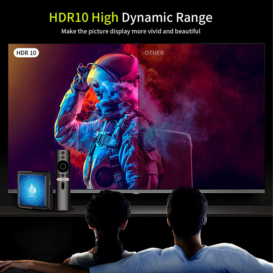 Smart TV Box Q17 Media Streamer mit Allwinner H313 Prozessor, Android 16, Bluetooth und WLAN, inklusive Google Sprachfernbedienung, Schwarz, 2GB RAM 16GB ROM - Bild 2