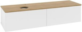 V&B Waschtischunterschrank Antao ohne Frontstruktur in Eiche Honig und Weiß lackiert, B: 160 cm, T: 50 cm - Bild 1