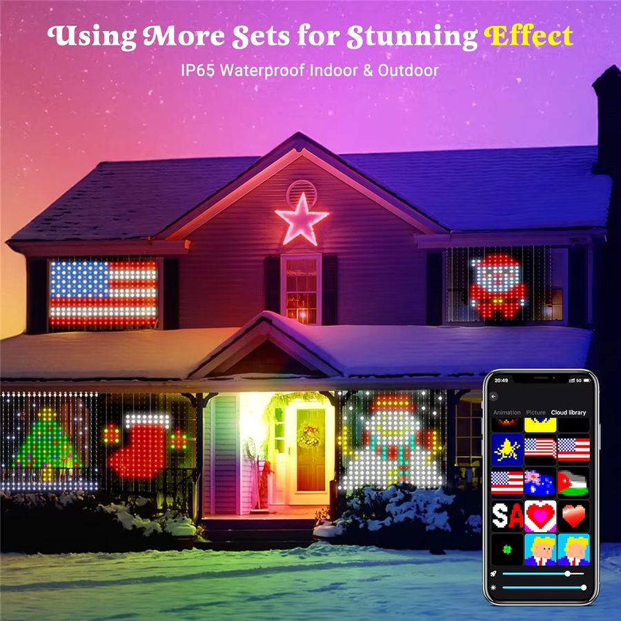 DACHAN Smart LED Vorhang Lichterkette mit App-Steuerung und Musik-Sync, RGBIC Multicolour, Wasserdicht für Indoor und Outdoor Party Deko - Bild 4