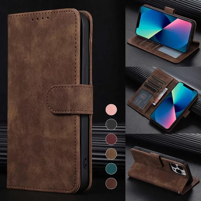 Retro Leder-Brieftasche Flip-Etui für Samsung Galaxy A12 A22 A32 A42 A52 A52S A13 A33 A53 A73 A02S A03S A10E in Braun - Bild 1
