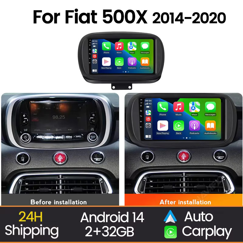 MEKEDE Autoradio mit Wireless CarPlay und Android Auto für Fiat 500X 2014-2020, Multimedia-System mit FM, Wi-Fi und Bluetooth, Schwarz - Bild 2