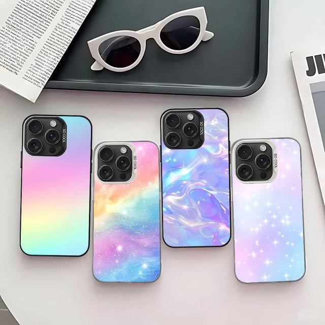 Glitzernde iPhone Schutzhülle mit Sternenhimmel-Gradient und Galvanisierung in Silber für iPhone 17 16 15 14 13 12 11 Pro Max X XS XR - Bild 1
