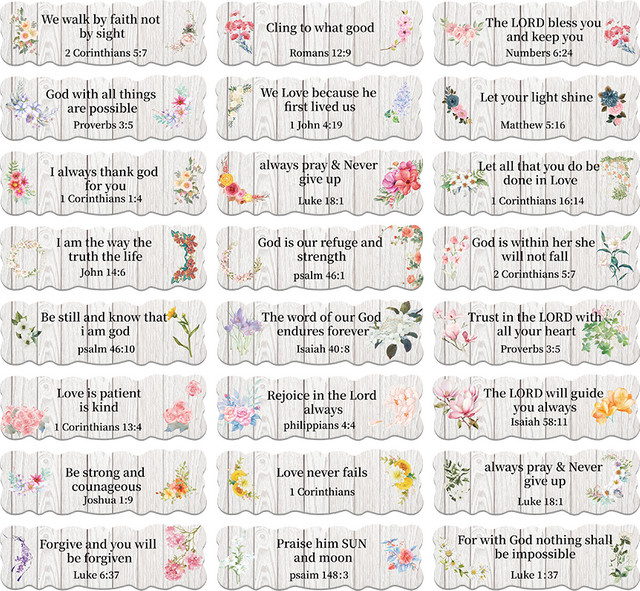 240 Stück religiöse Aufkleber mit Blumen-Stil und Bibelvers für deinen Planer in Grau und Multicolour - Bild 1