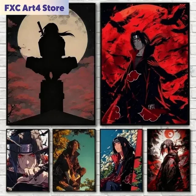 Kayou Naruto Anime Poster Itachi Uchiha Akatsuki Ölgemälde Wandbild Multicolor - Bild 1