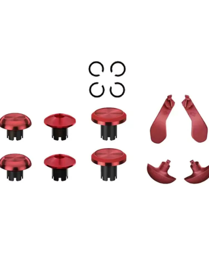 XOXNXEX Metall Thumbsticks und Ersatzteile Set für PS5 Edge Controller in Silber und Rot - Bild 2