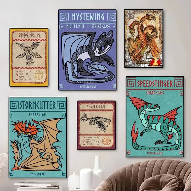 Retro Hookfang Seashocker Zahnloser Drache Poster aus Papier in Mehrfarbig, B/H: 15 x 15 cm - Bild 1