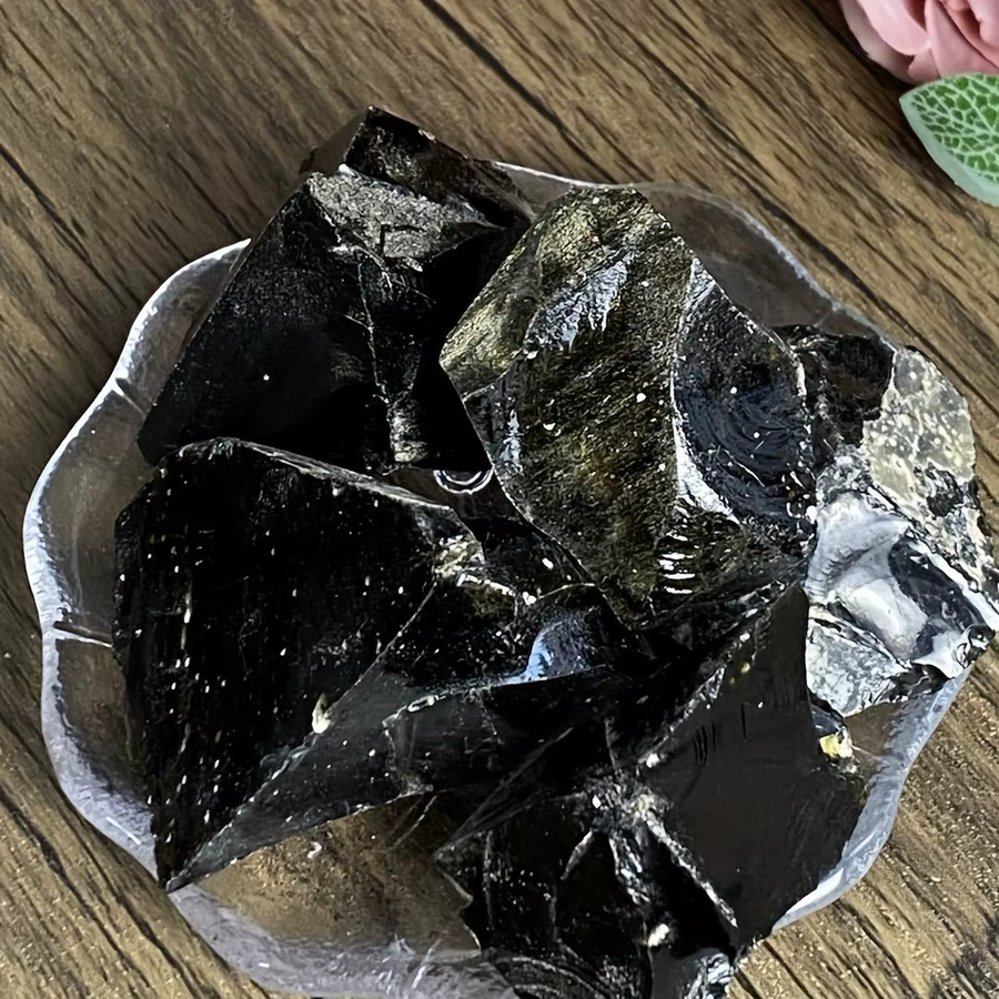 CrystalHola Goldener Obsidian Rohstein in Gold und Schwarz, getrommelte Kristalle für die Schmuckherstellung - Bild 5