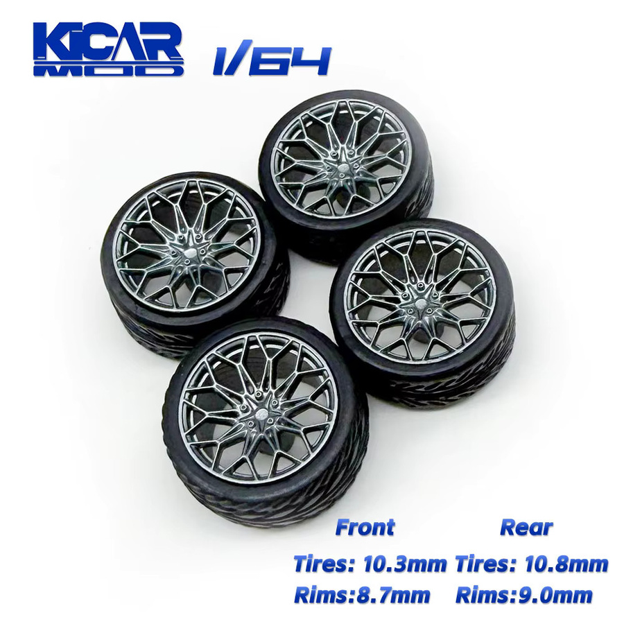 KICARMOD Tuning-Alufelgen-Set, 4-teiliges Set, 1:64, mit Gummireifen - Bild 2