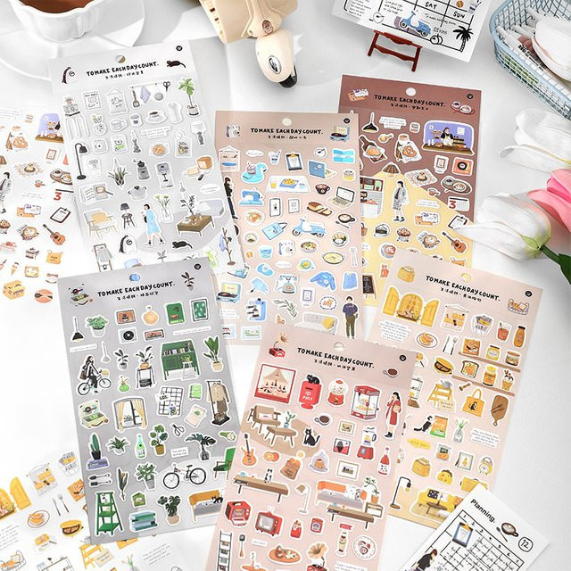 Kawaii Etiketten Aufkleber in Multicolour für DIY Tagebuch, Scrapbooking und Junk Journal - Bild 1