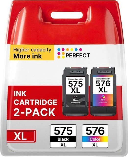 Canon kompatible Tintenpatronen PG-575XL und CL-576XL Set für Pixma TS3550i und TS3551i, Schwarz und Multicolor - Bild 1