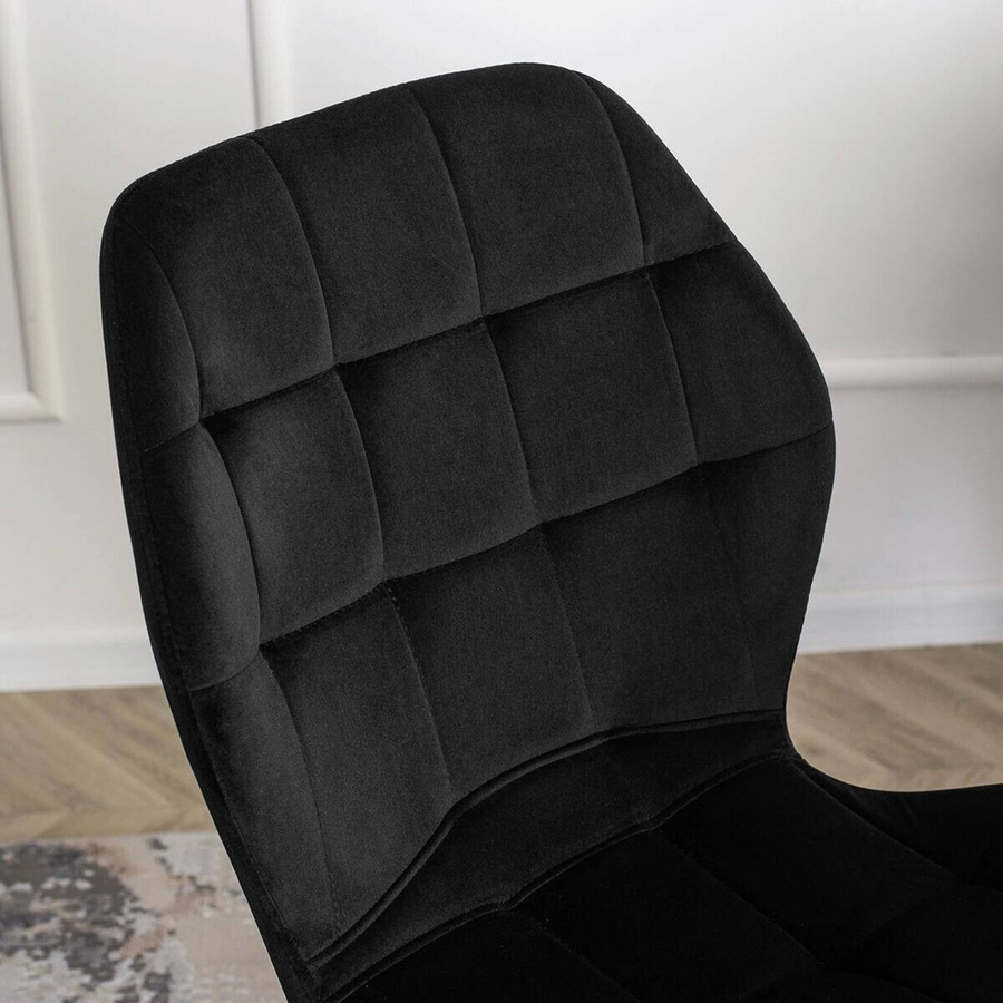 Stuhl LUCKY von WIPMEB in Schwarz aus Velourstoff mit Metallgestell und quadratischen Steppnähten, B/H/T: 47 x 86 x 58 cm - Bild 5