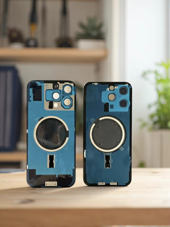 Apple Ersatz-Rückseitenabdeckung mit Kameraobjektiv-Glas für iPhone 16 und iPhone 15 Pro Max in Gold oder Blau - Bild 1