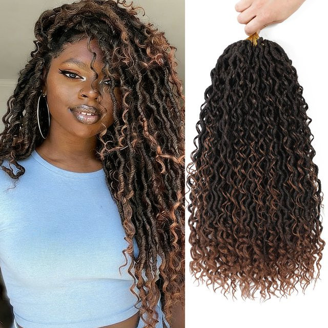 Goddess Locs Häkelhaar, Boho Faux Locs, Synthetik, Damen - Bild 1