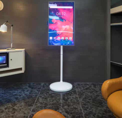 Android Kiosk mit kapazitivem Touchscreen und USB-A Anschluss, schwenkbarer Bodenständer für 32-49 Zoll Displays, Farbe: Weiß - Bild 1