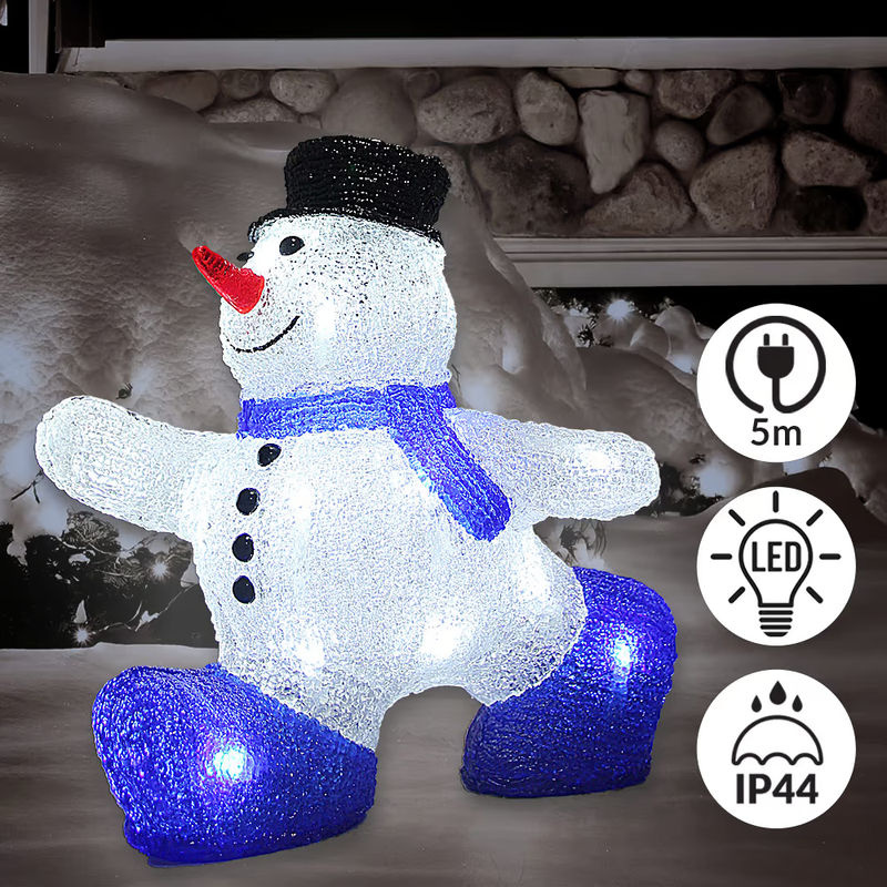 Deuba LED Schneemann Figur aus Kunststoff für Weihnachten in Weiß, Rot, Schwarz und Blau - Bild 4