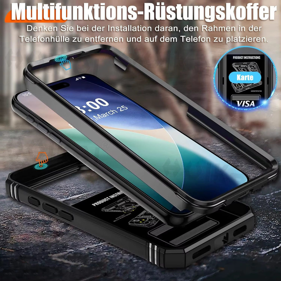 Huikai Heavy Duty Slide-Kamerahülle mit 360 Grad drehbarem Ständer für iPhone 17 Pro Max 17 Air 16 Pro Max 15 14 13 12 in Schwarz oder Grün - Bild 2