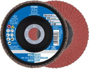 PFERD TOOLS POLIFAN Fächerscheibe PFC A-COOL 80 SG INOX+ALU für Edelstahl und Aluminium, Durchmesser: 125 mm, Bohrung: 22,23 mm - Bild 1