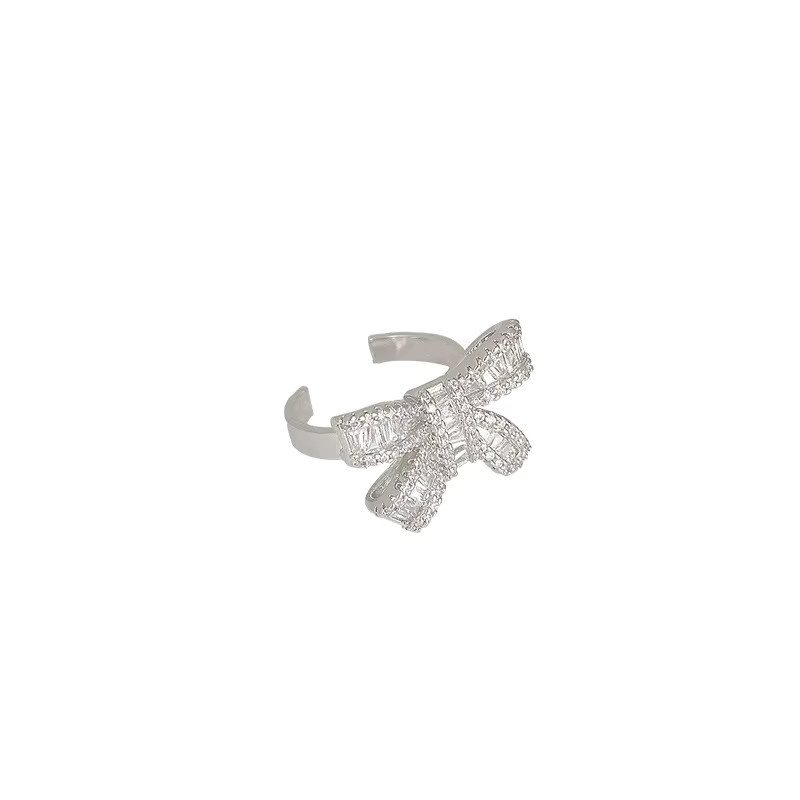 ANENJERY Ring, Bowknot Intarsien, Zirkonia, Silber, Damen - Bild 6