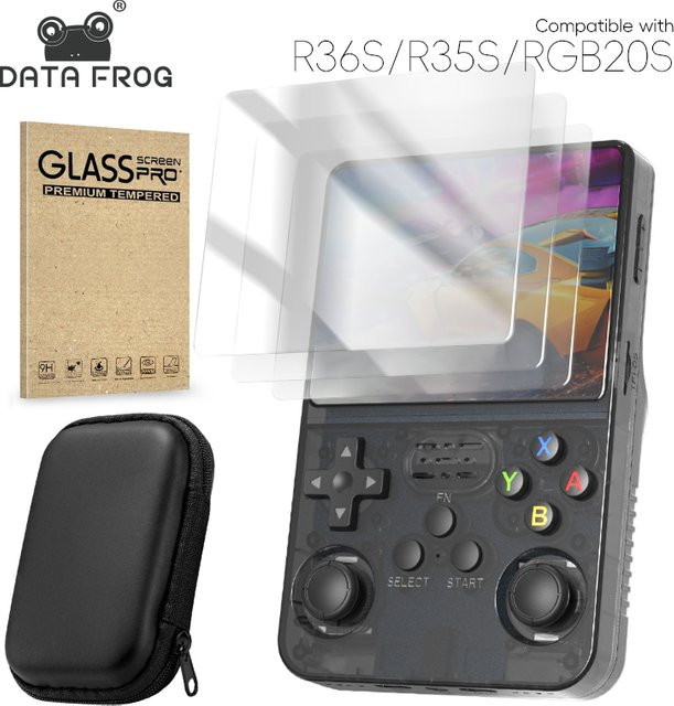 DATA FROG Displayschutzfolie aus gehärtetem Glas für R36S R35S und RGB20S Retro Handheld-Spielekonsolen in Transparent - Bild 1