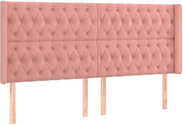 vidaXL LED Kopfteil in Rosa aus Samt mit USB-Ladeport, B: 203 cm, H: 118 cm, T: 16 cm - Bild 1