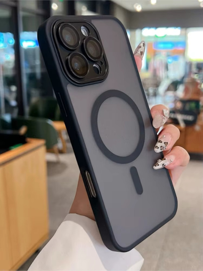 Ricestate Transparente MagSafe Schutzhülle für iPhone mit Linsenschutz und kabelloser Ladefunktion in Schwarz - Bild 4
