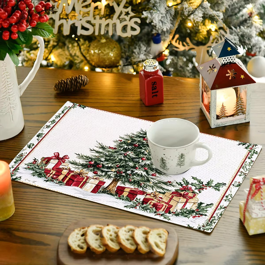 VIKAMA 4-teiliges Weihnachtsbaum-Tischset für die festliche Tischdekoration - Bild 3