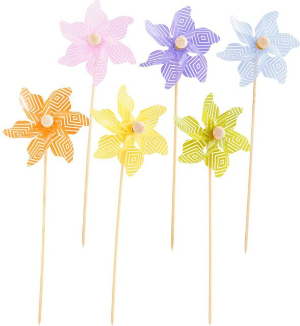 Buntes Windrad-Stecker mit Rautenmuster für den Tisch und Sommerfeste - Bild 1