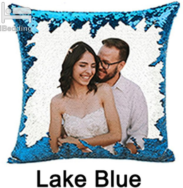 Glitzernde Pailletten-Kissenhülle von iBedding in Blau, B/H: 40 x 40 cm - Bild 1
