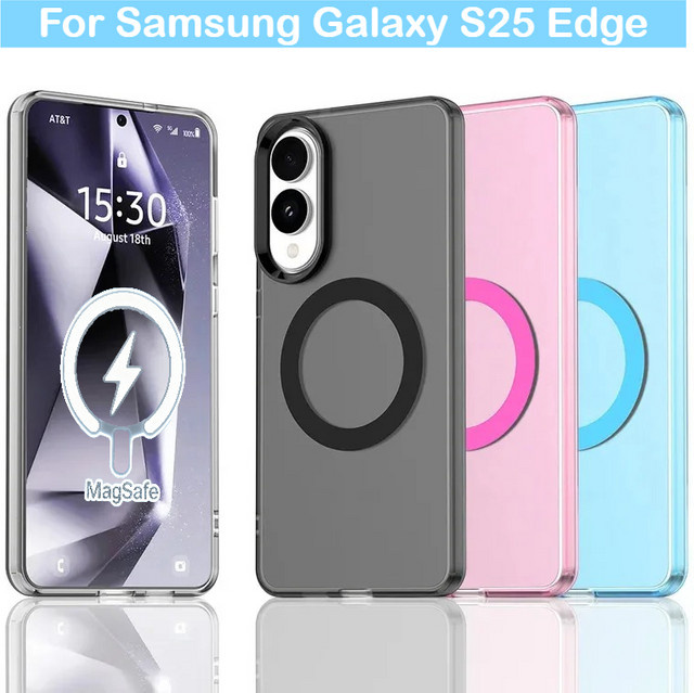 MagSafe kompatible Schutzhülle für Samsung Galaxy S25 S24 S23 Ultra mit magnetischer Halterung in Matt Klar und Transparent - Bild 1