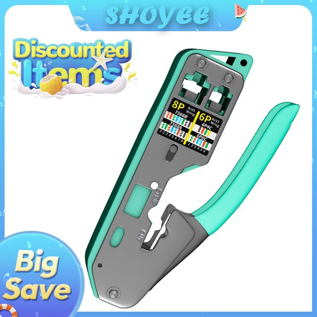 SHOYEE RJ45 Crimp Tool Kit Ethernet LAN Crimper für Cat5 Cat5e Cat6 8P8C Stecker in Grün - Bild 1