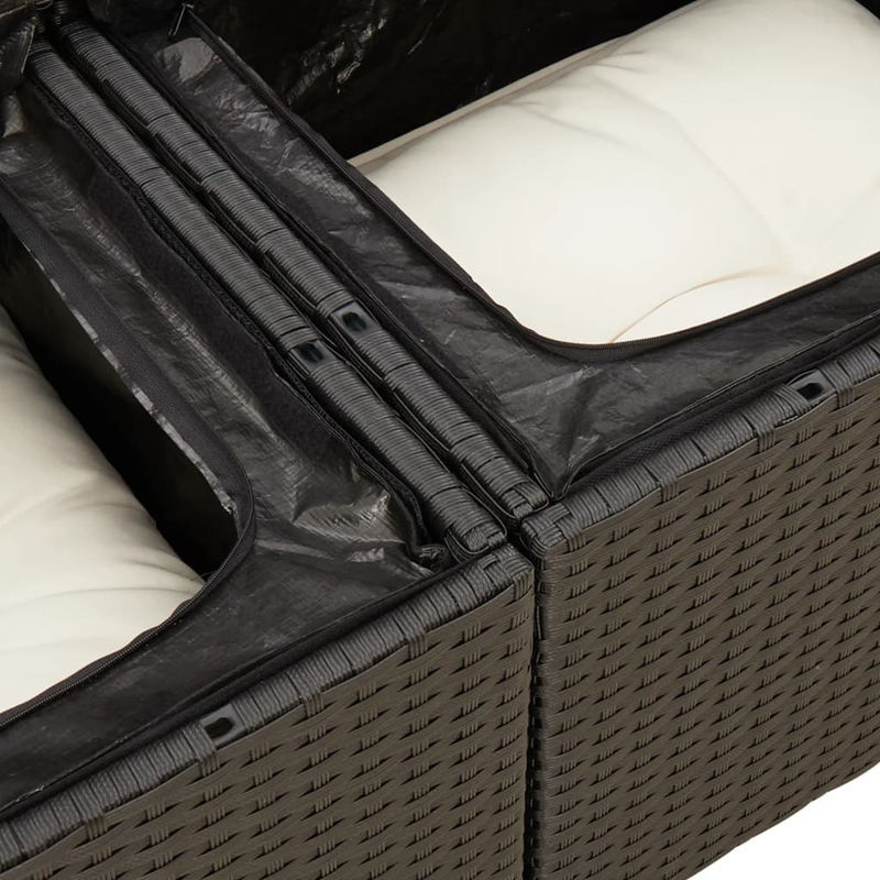 Vidaxl 6-teiliges Gartenmöbel-Set aus Polyrattan und Akazie in Schwarz mit Kissen - Bild 5