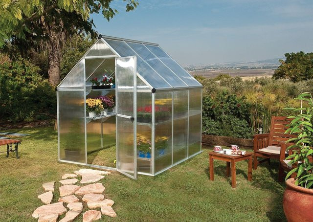 Palram Canopia Mythos Gewächshaus Silber mit Polycarbonat-Stegplatten, B/T: 186 x 186 cm - Bild 1