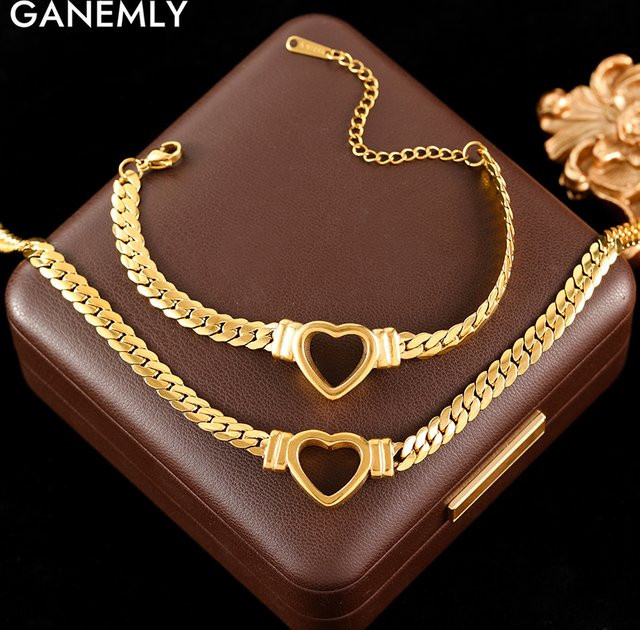 GANEMLY Halskette, Edelstahl, Gold, Damen - Bild 1