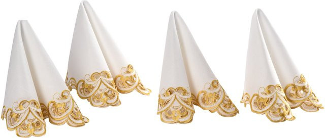 Stoffservietten Elegant von viva domo in Gold und Weiss, 4 Stück für festliche Anlässe - Bild 1