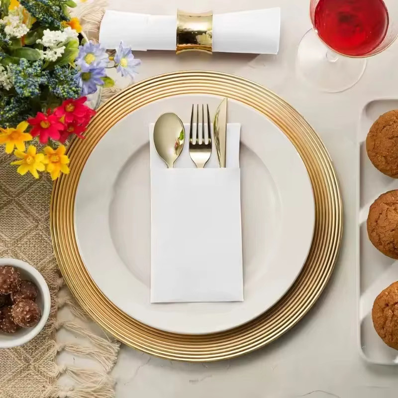 Weiße Einweg-Servietten aus Papier für Restaurants und besondere Anlässe wie Weihnachten, Hochzeiten oder Partys, 25 oder 50 Stück - Bild 3
