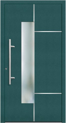 KNOCK Flügelüberdeckende Kunststoff-Haustür Terra in Moosgrün mit Glaseinsatz und RC2-Schutz, Breite: 100,0 cm, Höhe: 200,0 cm - Bild 1