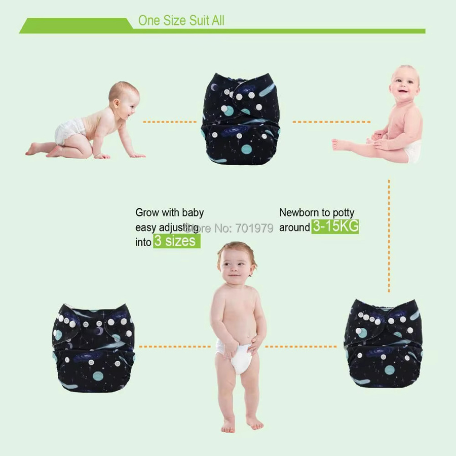 ALVABABY Waschbare Stoffwindelschale mit Tasche für Babys von 3–15 kg - Bild 2