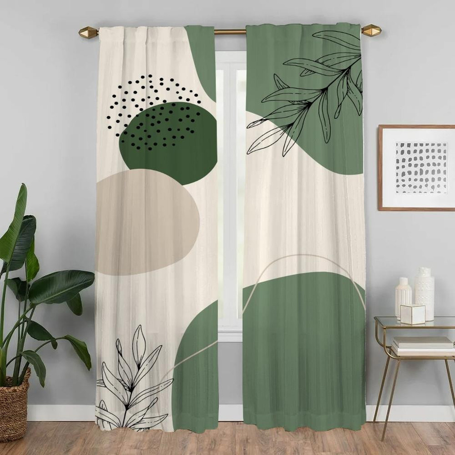 Verdunkelungsvorhänge mit Pflanzen-Motiv von Household supplies MH, 2er-Set, Breite: 50 cm, Höhe: 70 cm - Bild 2