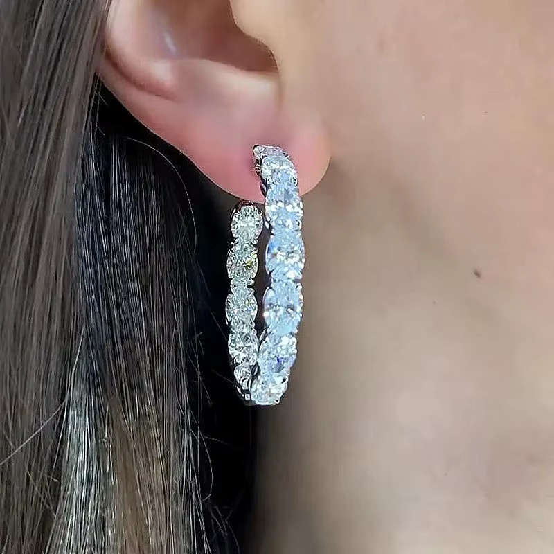Huitan Hoop Ohrringe, Silber, Zirkonia, Damen - Bild 2