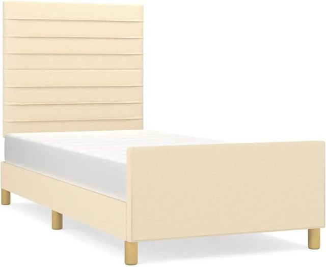 vidaXL Bettgestell mit Kopfteil in Beige aus Stoff und Holz B/T/H: 80 x 200 x 128 cm - Bild 1