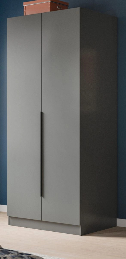 Kleiderschrank Swan 2-türig in Grau, modern mit Kleiderstange und Regalböden, B: 80 cm, H: 181 cm - Bild 1