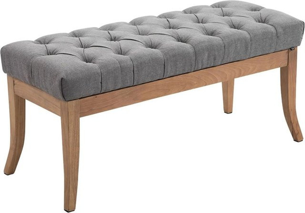 DELUKE Sitzbank CANNES Polsterbank im Chesterfield-Design, Farbe Grau, B/T/H: 100 x 38 x 46 cm