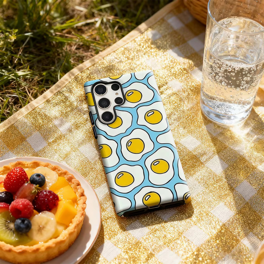 Handyhülle mit Spiegelei-Muster für Samsung Galaxy S25 Ultra, S24 und S23 Ultra Plus in Multicolour mit glänzender doppellagiger Rückseite - Bild 4