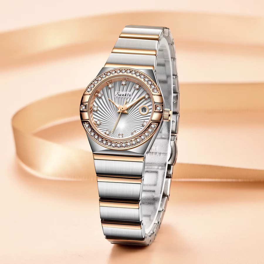 LIGE Armbanduhr Quarz, Edelstahl, Diamant, Silber, Damen - Bild 2