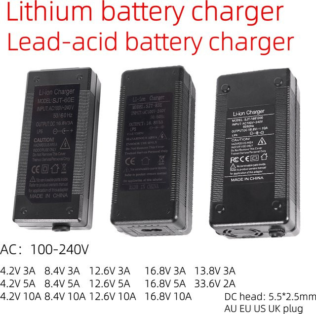 HONGPOE 18650 Batterieladegerät mit zweifarbiger Arbeitsanzeige in Schwarz für Lithium-Batterien mit 4,2 V bis 16,8 V und bis zu 10 A inklusive Adapter - Bild 1
